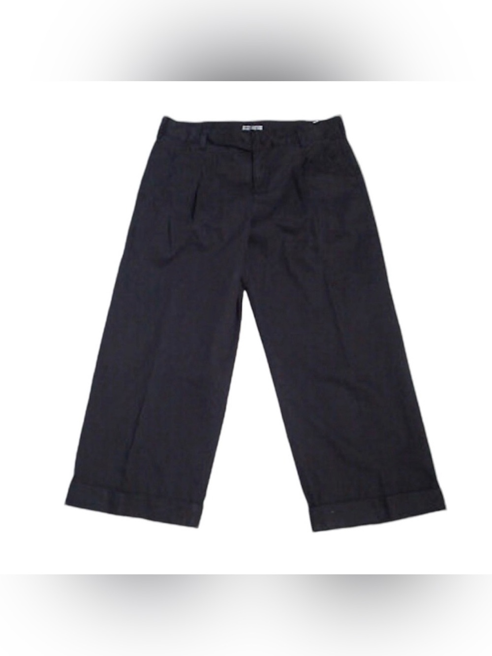 VINCE Women’s Cropped Cuffed Pleated Cotton Chino Pants Black Size 4 Designer
